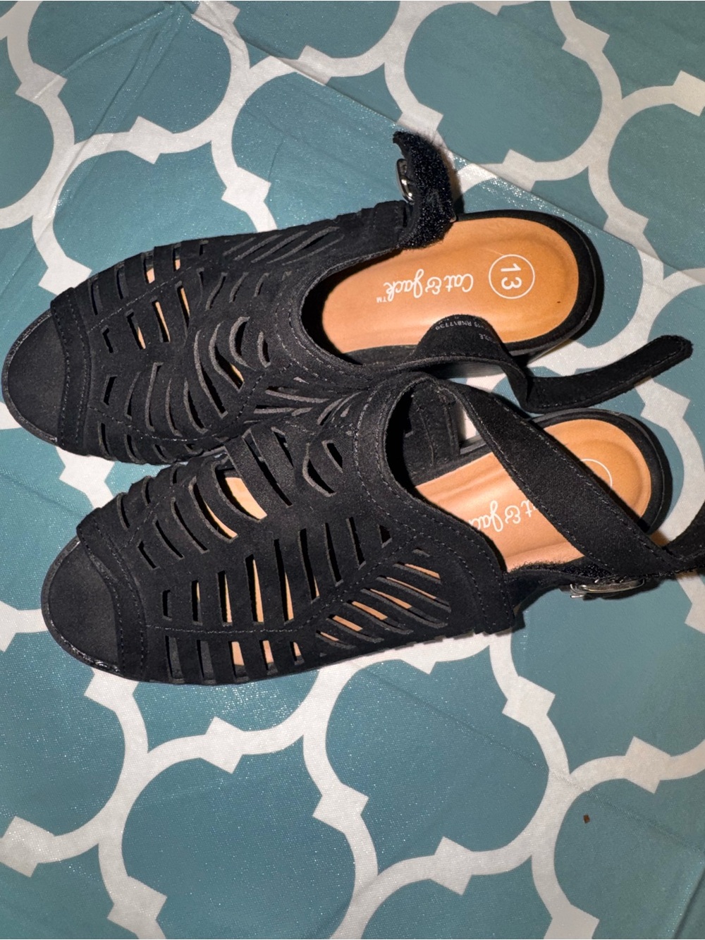 Cat & Jack Black Cutout Peep-Toe Slingback Sandals - Girls